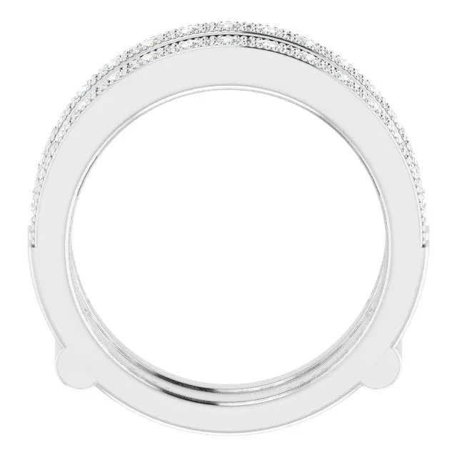 14K White 34 CTW Natural Diamond Milgrain Ring Guard TreasureFineJeweler Rings