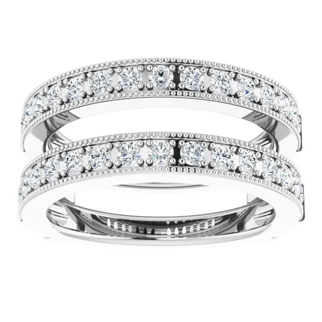 14K White 34 CTW Natural Diamond Milgrain Ring Guard TreasureFineJeweler Rings