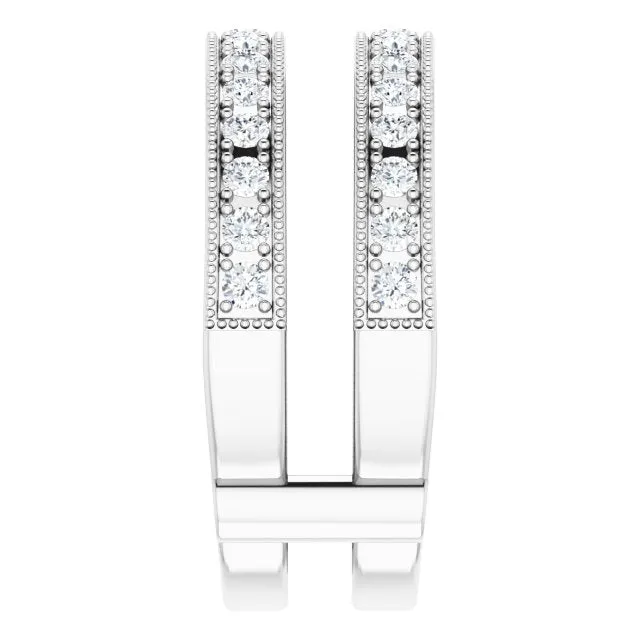 14K White 34 CTW Natural Diamond Milgrain Ring Guard TreasureFineJeweler Rings