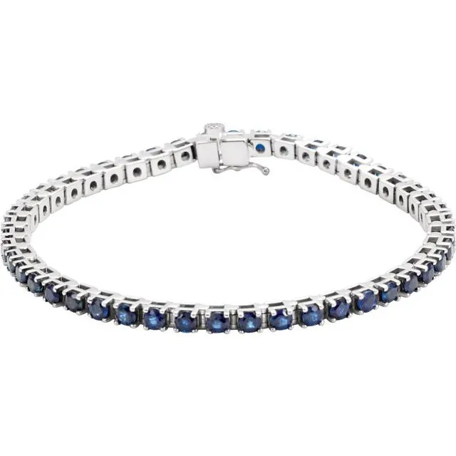 14K White Blue Sapphire Line 7 Bracelet TreasureFineJewelers Bracelets 14K White Blue Sapphire Line 7 Bracelet TreasureFineJewelers Bracelets