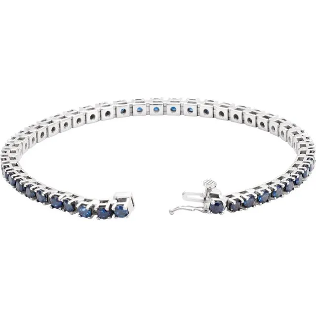 14K White Blue Sapphire Line 7 Bracelet TreasureFineJewelers Bracelets
