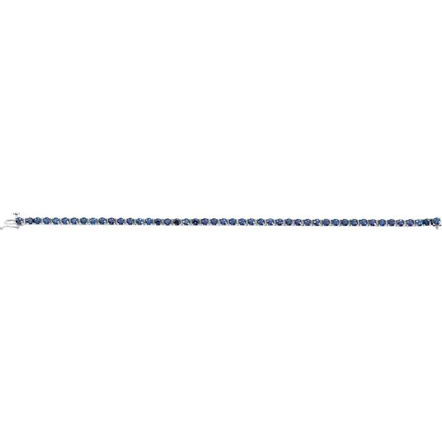 14K White Blue Sapphire Line 7 Bracelet TreasureFineJewelers Bracelets