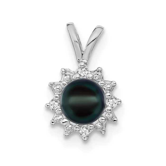 14k White Gold 45mm Black FW Cultured Pearl A Diamond pendant TreasureFineJewelers Necklaces 14k White Gold 45mm Black FW Cultured Pearl A Diamond pendant TreasureFineJewelers Necklaces