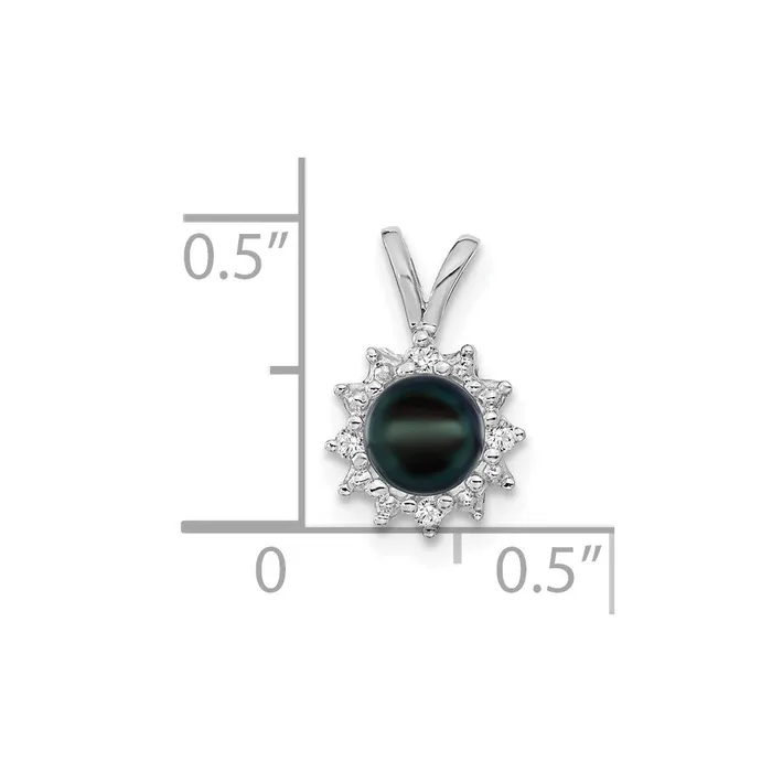 14k White Gold 45mm Black FW Cultured Pearl A Diamond pendant TreasureFineJewelers Necklaces