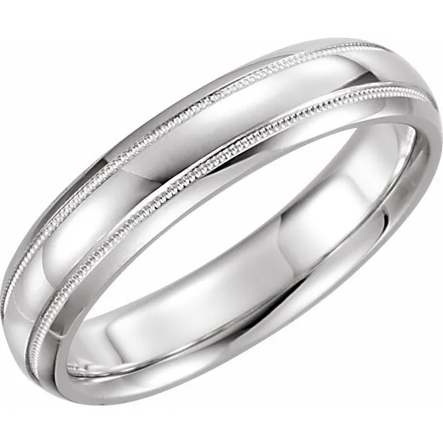 14K White Gold 4 mm Half Round ComfortFit Band With Milgrain TreasureFineJewelers Rings
