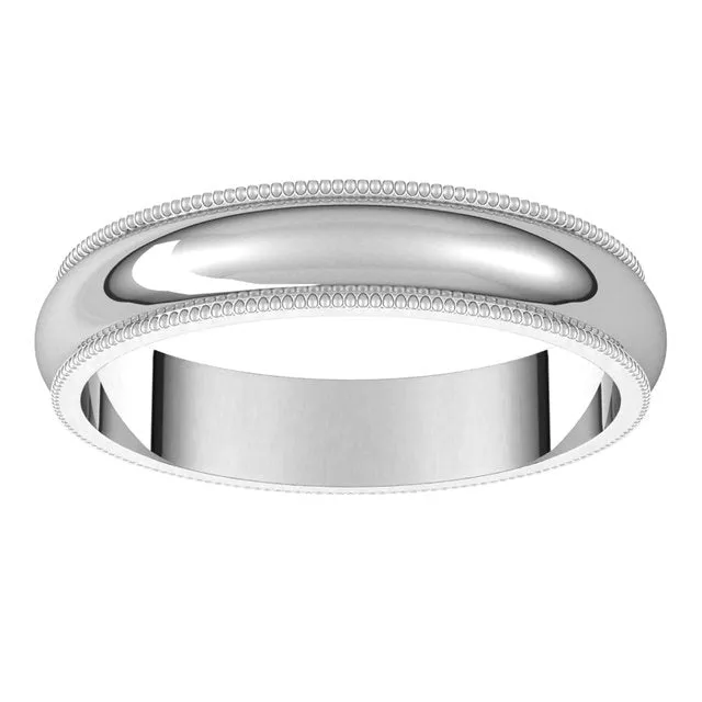 14K White Gold 4 mm Milgrain Half Round Wedding Band TreasureFineJewelers Rings