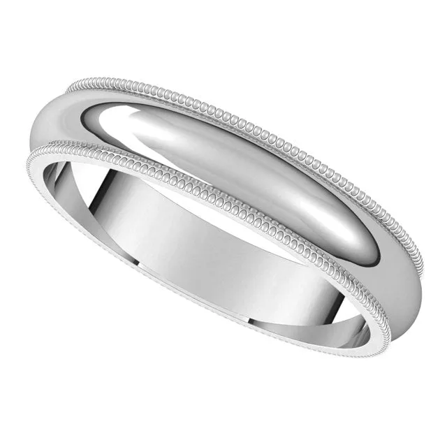 14K White Gold 4 mm Milgrain Half Round Wedding Band TreasureFineJewelers Rings