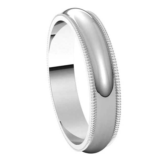 14K White Gold 4 mm Milgrain Half Round Wedding Band TreasureFineJewelers Rings