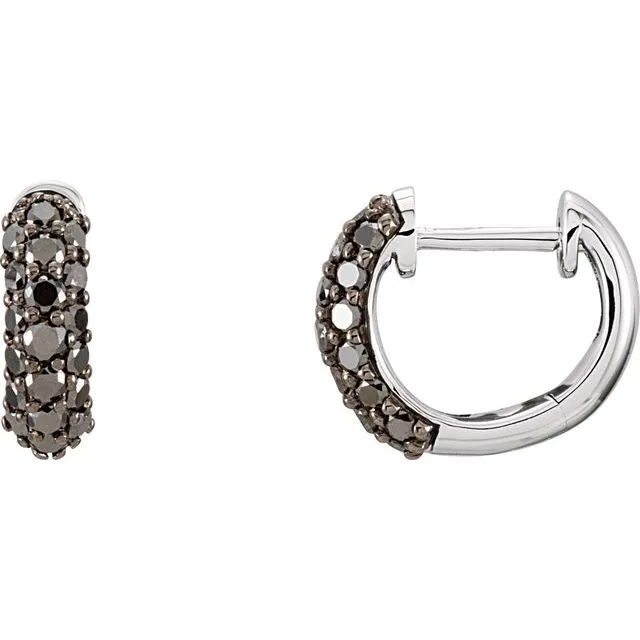 14K White Gold 58 CTW Natural Black Diamond Huggie Earrings TreasureFineJewelers Earrings 14K White Gold 58 CTW Natural Black Diamond Huggie Earrings TreasureFineJewelers Earrings