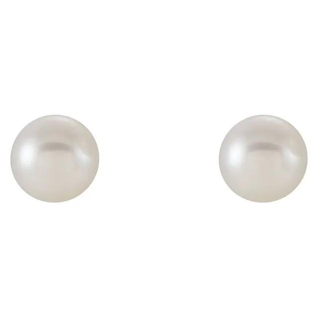 14K White Gold 665 mm Cultured White Gold Freshwater Pearl Earrings TreasureFineJewelers Earrings