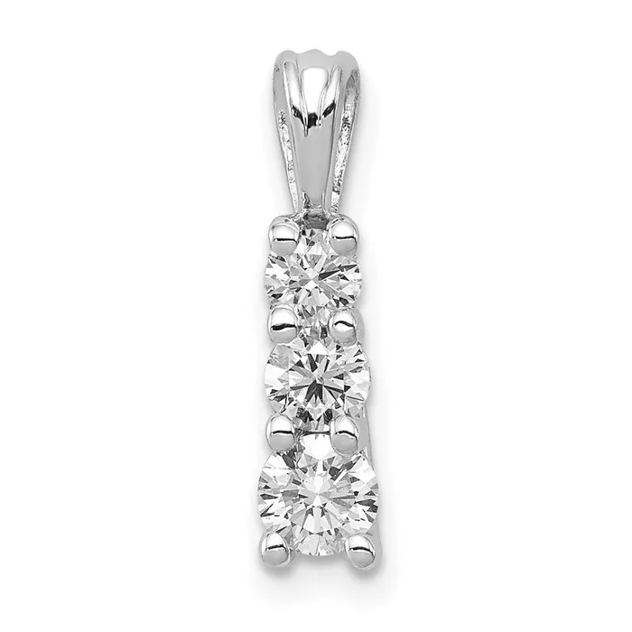 14k White Gold AA Diamond Small Three Stone Pendant TreasureFineJewelers Necklaces 14k White Gold AA Diamond Small Three Stone Pendant TreasureFineJewelers Necklaces