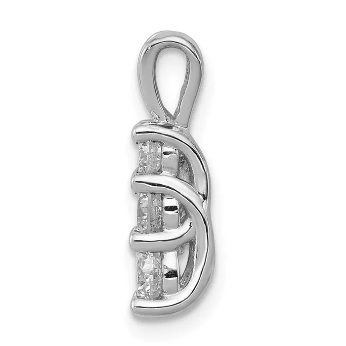 14k White Gold AA Diamond Small Three Stone Pendant TreasureFineJewelers Necklaces