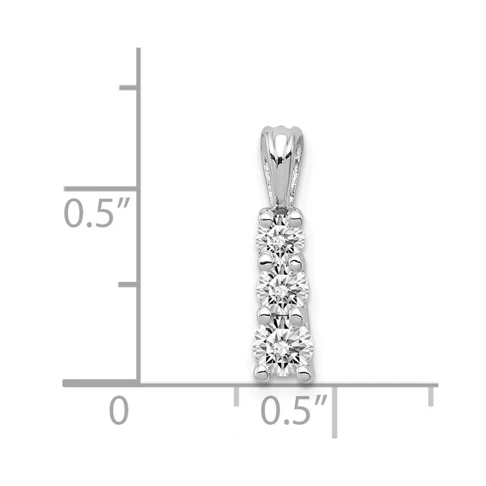 14k White Gold AA Diamond Small Three Stone Pendant TreasureFineJewelers Necklaces