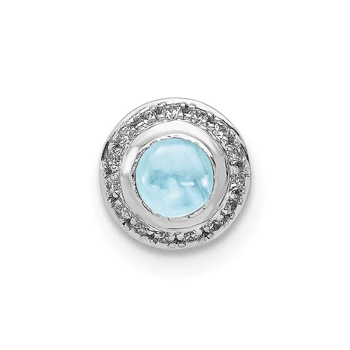14k White Gold Diamond and Cabochon 47 Aquamarine Chain Slide TreasureFineJewelers Necklaces 14k White Gold Diamond and Cabochon 47 Aquamarine Chain Slide TreasureFineJewelers Necklaces
