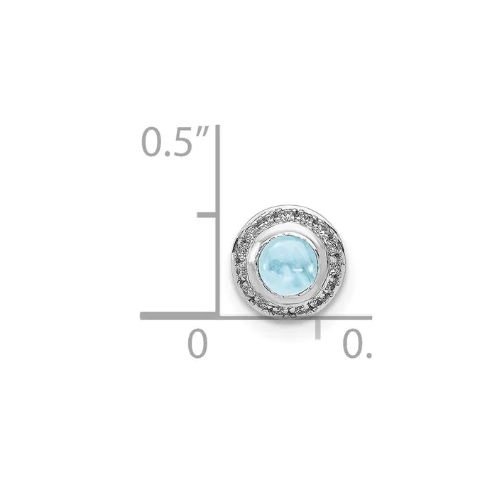 14k White Gold Diamond and Cabochon 47 Aquamarine Chain Slide TreasureFineJewelers Necklaces