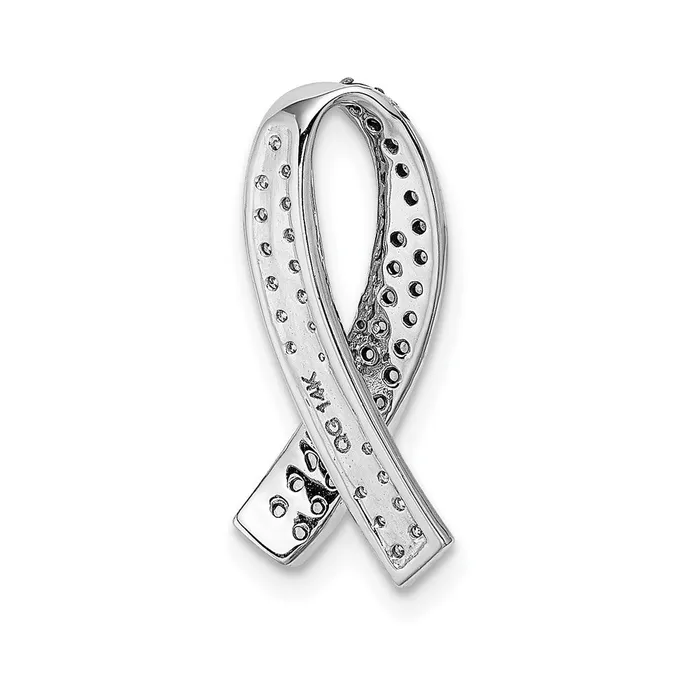 14k White Gold Diamond Lab Created Pink Sapphire Awareness Slide Pendant TreasureFineJewelers Necklaces