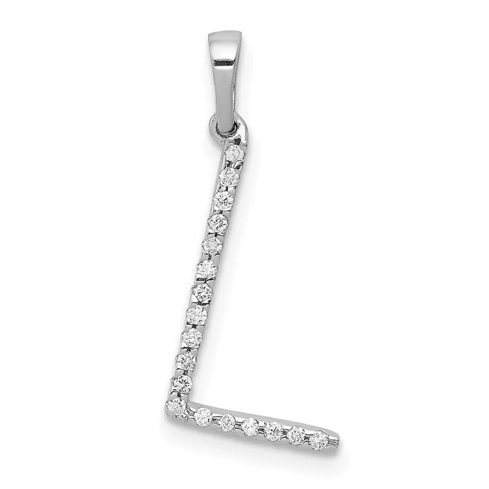 14K White Gold Diamond Letter L Initial Pendant TreasureFineJewelers Necklaces 14K White Gold Diamond Letter L Initial Pendant TreasureFineJewelers Necklaces