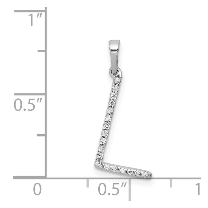 14K White Gold Diamond Letter L Initial Pendant TreasureFineJewelers Necklaces