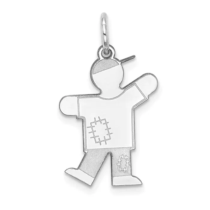 14k White Gold Kid Charm TreasureFineJewelers Charm Necklaces