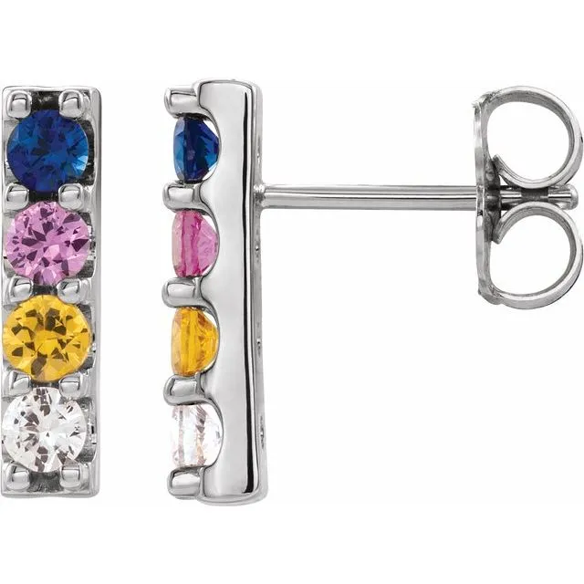 14K White Gold Natural MultiGemstone Bar Earrings TreasureFineJewelers Earrings 14K White Gold Natural MultiGemstone Bar Earrings TreasureFineJewelers Earrings