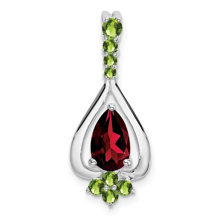 14k White Gold Pear Garnet and Peridot Pendant TreasureFineJewelers Necklaces 14k White Gold Pear Garnet and Peridot Pendant TreasureFineJewelers Necklaces