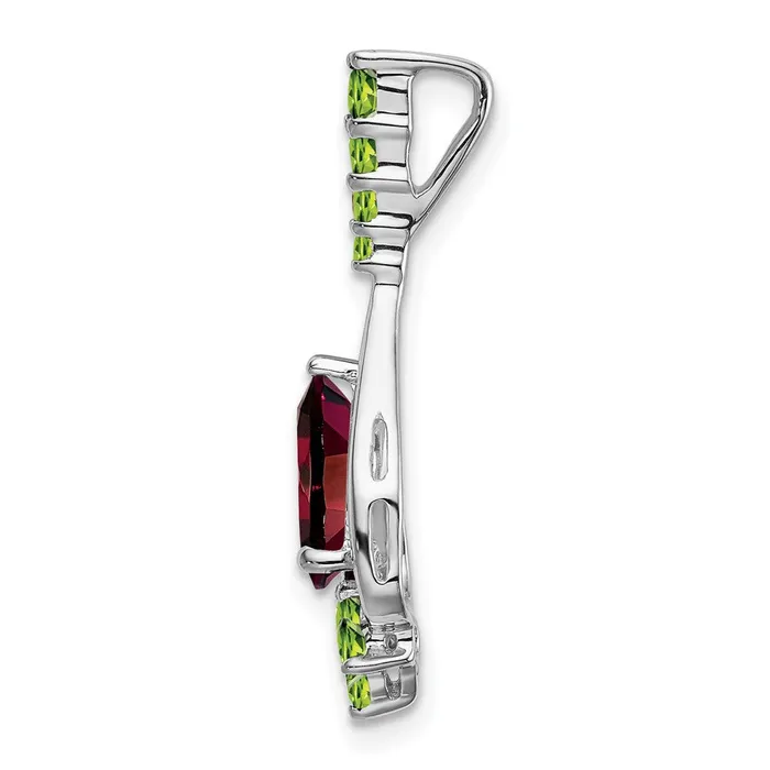 14k White Gold Pear Garnet and Peridot Pendant TreasureFineJewelers Necklaces