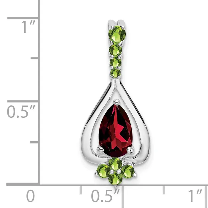 14k White Gold Pear Garnet and Peridot Pendant TreasureFineJewelers Necklaces