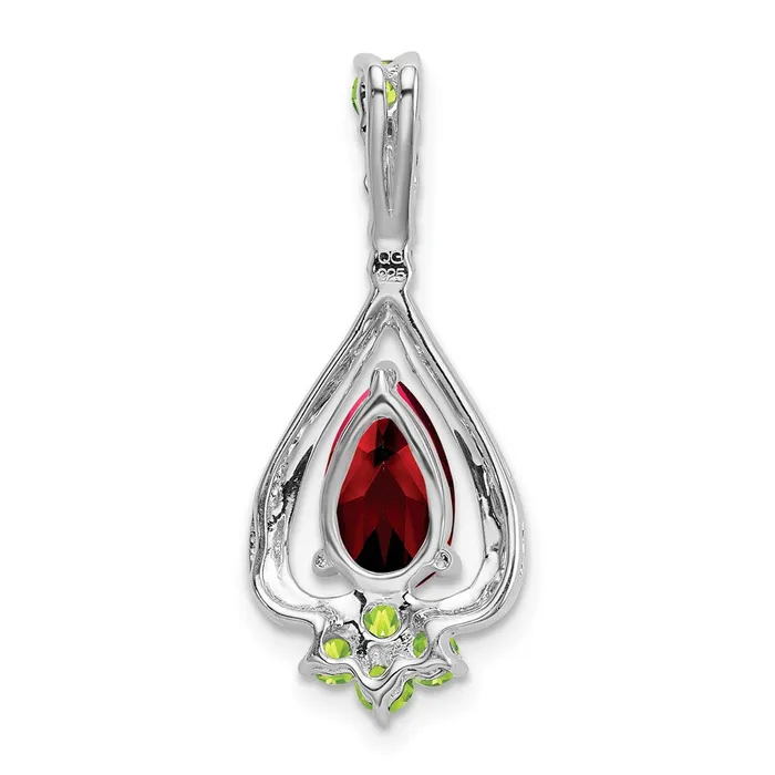 14k White Gold Pear Garnet and Peridot Pendant TreasureFineJewelers Necklaces