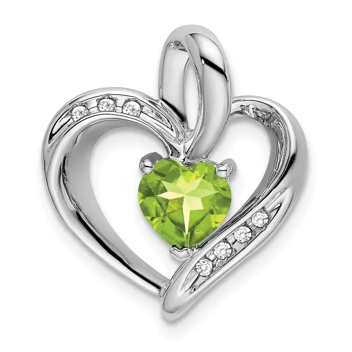 14k White Gold Peridot and Diamond Heart Pendant TreasureFineJewelers Necklaces 14k White Gold Peridot and Diamond Heart Pendant TreasureFineJewelers Necklaces