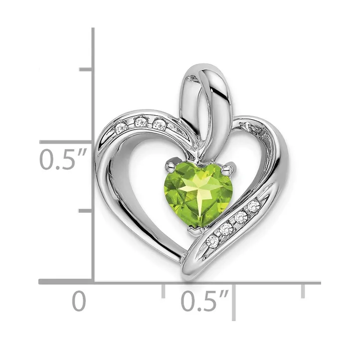 14k White Gold Peridot and Diamond Heart Pendant TreasureFineJewelers Necklaces