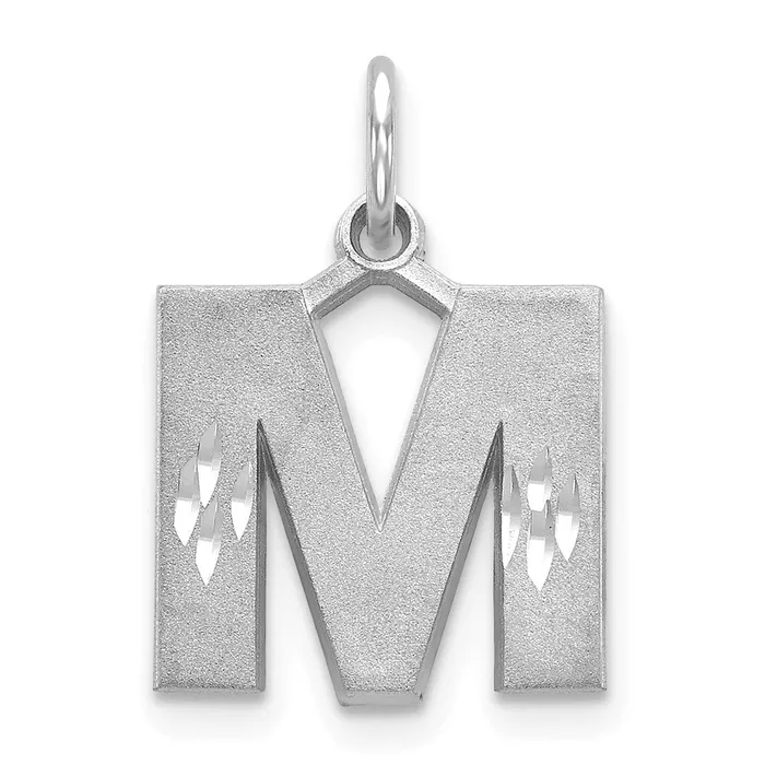 14k White Gold Satin Diamondcut Letter M Initial Charm TreasureFineJewelers Charm Necklaces 14k White Gold Satin Diamondcut Letter M Initial Charm TreasureFineJewelers Charm Necklaces