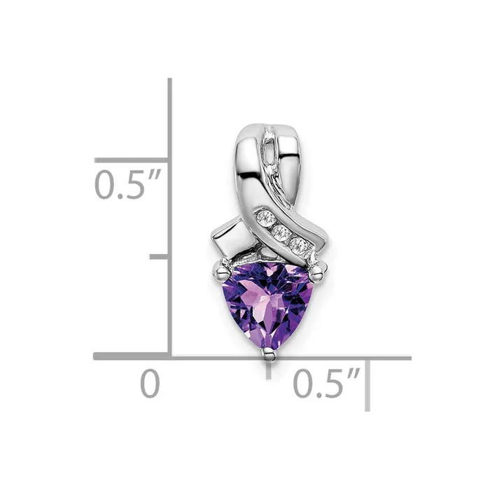 14k White Gold Trillion Amethyst and Diamond Pendant TreasureFineJewelers Necklaces