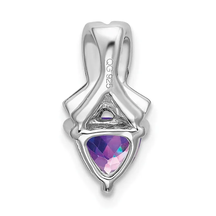 14k White Gold Trillion Amethyst and Diamond Pendant TreasureFineJewelers Necklaces