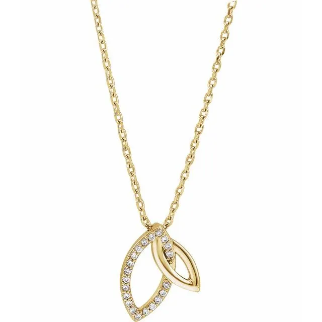 14K Yellow 05 CTW Diamond Double Leaf 18 Necklace TreasureFineJewelers Necklaces 14K Yellow 05 CTW Diamond Double Leaf 18 Necklace TreasureFineJewelers Necklaces
