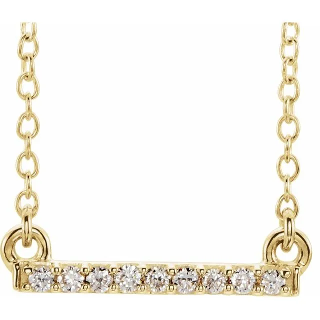 14K Yellow 07 CTW Petite Diamond Bar 1618 Necklace TreasureFineJewelers Necklaces 14K Yellow 07 CTW Petite Diamond Bar 1618 Necklace TreasureFineJewelers Necklaces