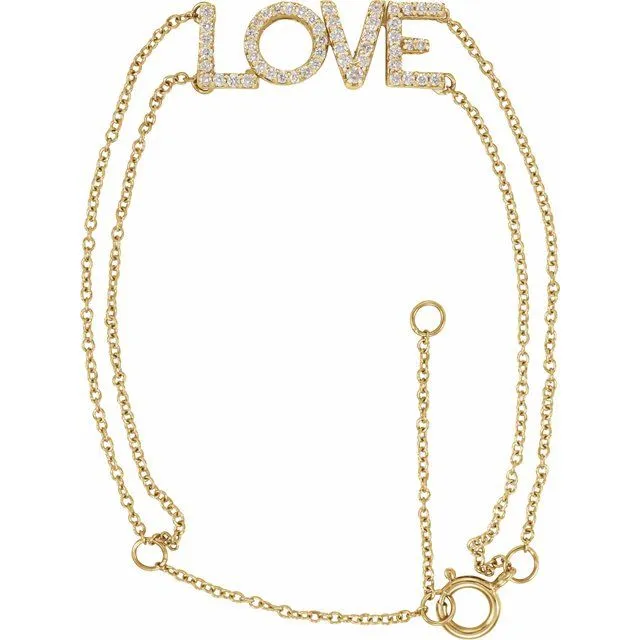 14K Yellow 14 Diamond Love 57 Bracelet TreasureFineJewelers Bracelets