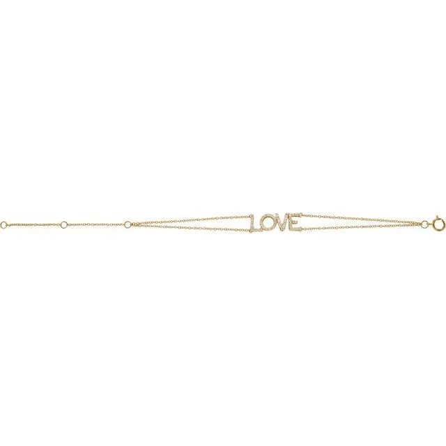 14K Yellow 14 Diamond Love 57 Bracelet TreasureFineJewelers Bracelets