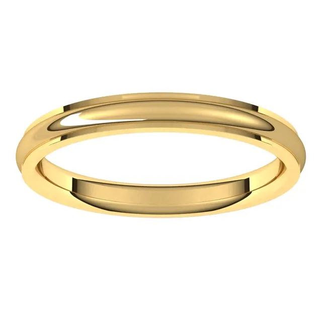 14K Yellow Gold 25 mm Half Round Edge Comfort Fit Wedding Band TreasureFineJewelers Rings