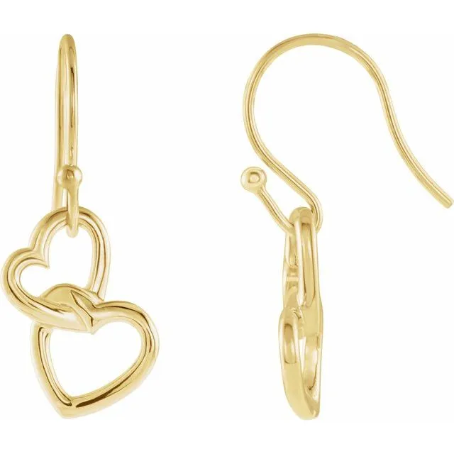 14K Yellow Gold 255x95 mm Interlocking Heart Earrings TreasureFineJewelers Earrings 14K Yellow Gold 255x95 mm Interlocking Heart Earrings TreasureFineJewelers Earrings