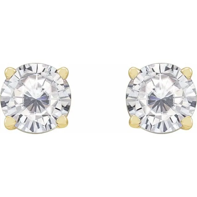 14K Yellow Gold 5 mm Stuller LabGrown Moissanite Stud Earrings with Friction Post TreasureFineJewelers Earrings