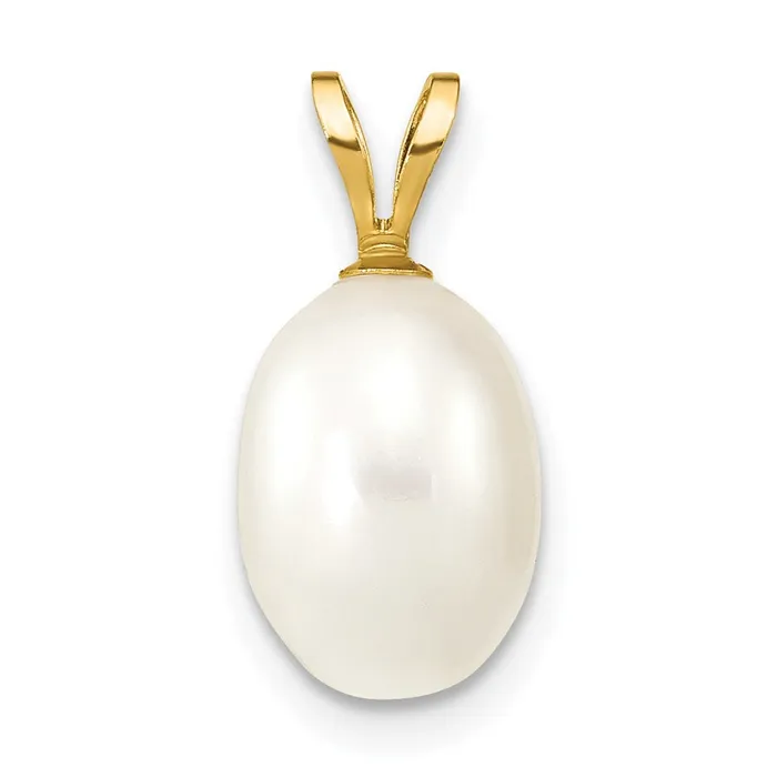 14k Yellow Gold 78mm White Rice Freshwater Cultured Pearl Pendant TreasureFineJewelers Necklaces 14k Yellow Gold 78mm White Rice Freshwater Cultured Pearl Pendant TreasureFineJewelers Necklaces