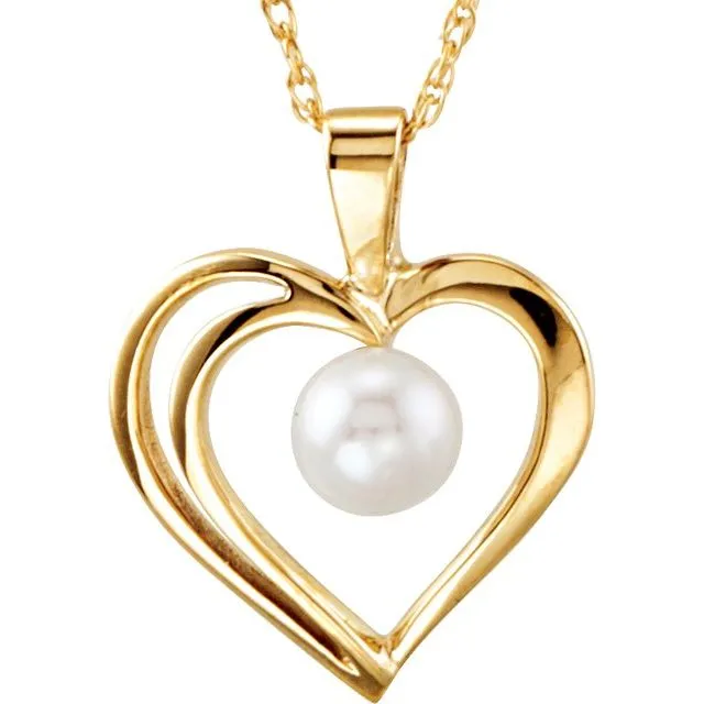 14K Yellow Gold Akoya Cultured Pearl Heart 18 Necklace TreasureFineJewelers Necklaces 14K Yellow Gold Akoya Cultured Pearl Heart 18 Necklace TreasureFineJewelers Necklaces