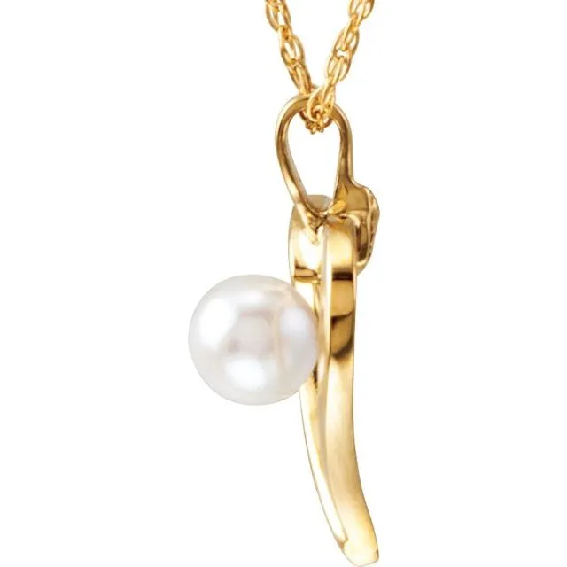 14K Yellow Gold Akoya Cultured Pearl Heart 18 Necklace TreasureFineJewelers Necklaces