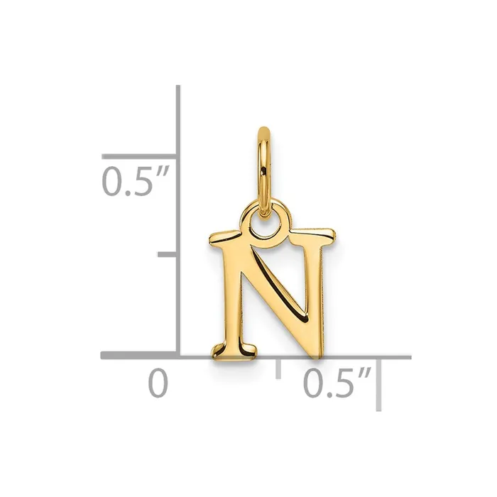 14k Yellow Gold Cutout Letter N Initial Pendant TreasureFineJewelers Necklaces