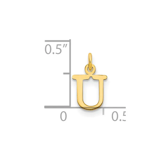 14k Yellow Gold Cutout Letter U Initial Pendant TreasureFineJewelers Necklaces