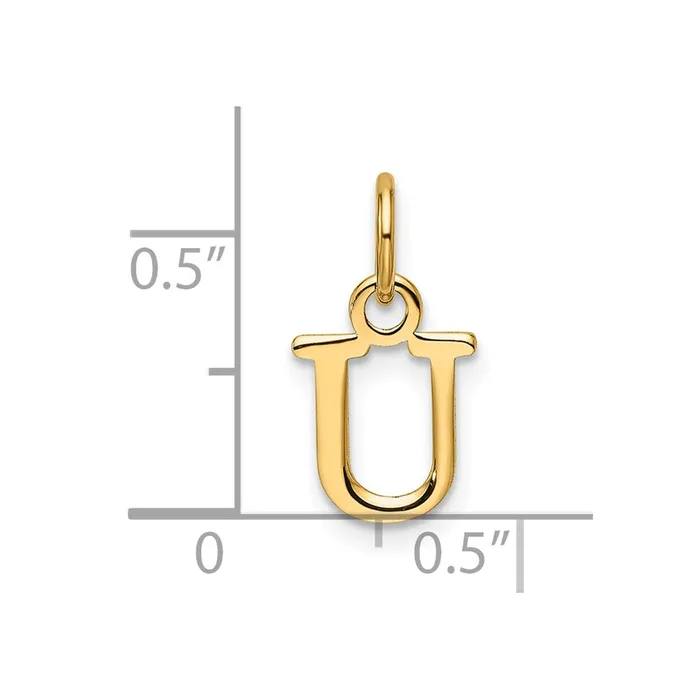 14k Yellow Gold Cutout Letter U Initial Pendant TreasureFineJewelers Necklaces