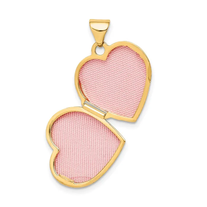 14k Yellow Gold Diamond Special Daughter 15mm Heart Locket TreasureFineJewelers Necklaces