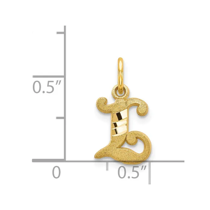 14k Yellow Gold Letter L Initial Charm TreasureFineJewelers Charm Necklaces