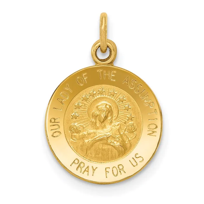14k Yellow Gold Our Lady Of The Assumption Medal Charm TreasureFineJewelers Charm Necklaces 14k Yellow Gold Our Lady Of The Assumption Medal Charm TreasureFineJewelers Charm Necklaces