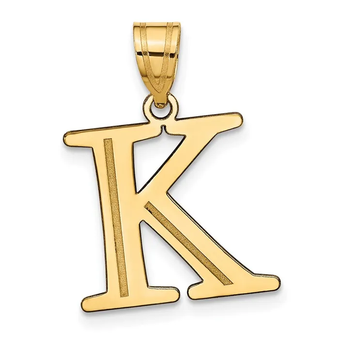 14k Yellow Gold Polished Etched Letter K Initial Pendant TreasureFineJewelers Necklaces 14k Yellow Gold Polished Etched Letter K Initial Pendant TreasureFineJewelers Necklaces